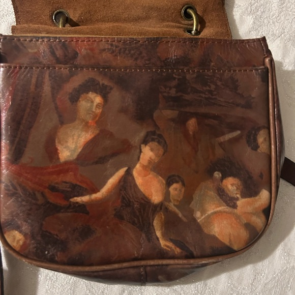Patricia Nash Renaissance Art Print Leather Crossbody Lace Up Boho Bag - Picture 3 of 6